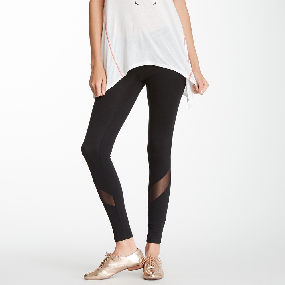 Eric + Lani Sheer Contrast Leggings Black Size S